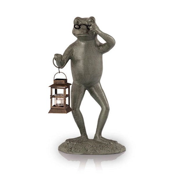 Frog Professor caandle Light Garden Statue Night time lighting Sculpture